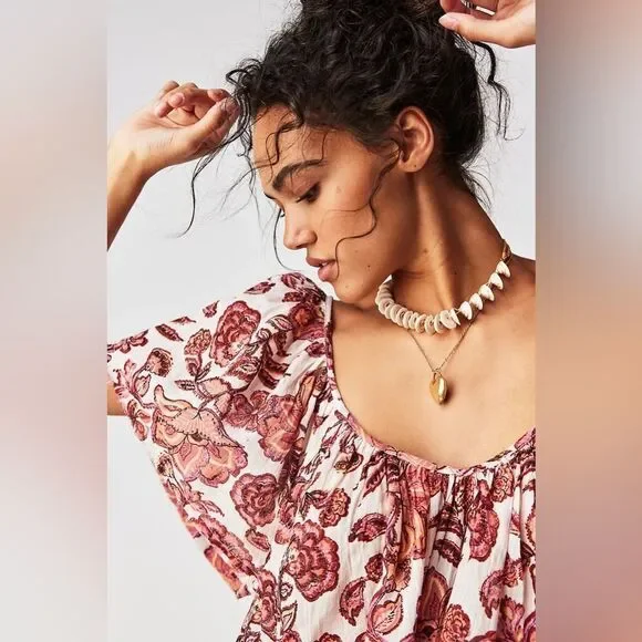 Free People NWT Kauai Getaway Printed Tunic in the ivory combo size Small